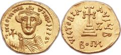 Constans II Pogonatus (AD 641-668). AV lightweight solidus of 23 siliquae (20mm, 4.43 gm, 6h). Constantinople, 2nd officina, dated IY 7 (AD 648/9). ∂N CONSTAN-TINЧS P P AVI, mature bust of Constans II
