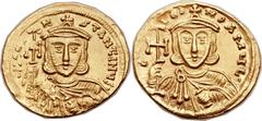 Constantine V Copronymus (AD 741-775). AV solidus (21mm, 4.44 gm, 6h).  Constantinople, AD 742-751. б N CO-N-STANTINЧS·, crowned facing bust of Constantine, with short beard, wearing chlamys pinned at