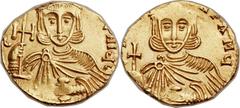 Constantine V Copronymus (AD 741-775). AV solidus (22mm, 3.74 gm, 6h).  Syracuse, AD 741-751. C[N CONSTAN]TINIЧL, crowned bust of Constantine facing, wearing chlamys, holding cross in right hand and a