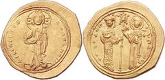 Theodora, sole reign (1055-1056). AV histamenon nomisma (24mm, 4.38 gm, 6h). Constantinople. + IhS XIS RЄX RЄςNANTIhM, Christ Pantocrator standing facing on dais; with cruciform nimbus, single pellet 