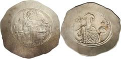 Alexius I Comnenus (1081-1118). EL histamenon nomisma (29mm, 4.45 gm, 6h).  Constantinople, pre-reform coinage, 1081-1092. Barred IC - XC, Christ Pantocrator seated facing on square-backed throne with
