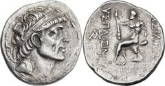 CHARACENE KINGDOM. Hyspaosines (ca. 127-124 BC). AR tetradrachm (32mm, 16.30 gm, 12h).  Charax-Spasinu, dated SE 190 = 123/2 BC. Diademed head of Hyspaosines right / [ΒΑ]ΣΙΛΕΩΣ YΣΠAOΣINOY to left, Her
