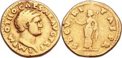 Otho (AD 69). AV aureus (20mm, 6.71 gm, 6h).  Rome, January-April AD 69. IMP OTHO CAESAR AVG TR P, bare, bewigged head of Otho right / SECV-RI-TAS P R, Securitas standing left, holding wreath in right