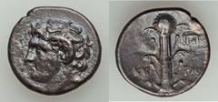 CYRENAICA. Cyrene. Ca. 300-261 BC. AR didrachm (7.52 gm).  Magas as Ptolemaic governor, ca. 300-282/75 BC. Horned head of Apollo-Carneios left / Silphium plant, I and ΠO monogram to right. SNG Copenha