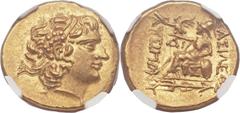 PONTIC KINGDOM. Time of Mithradates VI Eupator (120-63 BC). AV stater (20mm, 8.22 gm, 1h).  Istrus, in the name and types of Lysimachus of Thrace, 88-86 BC. Diademed head of the deified Alexander the 