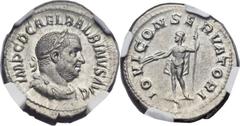 Balbinus (AD 238). AR denarius (21mm, 3.01 gm, 1h). Rome, May-July AD 238. IMP C D CAEL BALBINVS AVG, laureate, draped and cuirassed bust of Balbinus right, seen from front / IOVI CONSERVATORI, Jupite