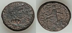 JUDAEA. Tenth Roman Legion (1st-end centuries AD). Countermarked Æ 23mm (13.69 gm).  Undertype a coin of Domitian from Sebaste, Samaria. Laureate head of Domitian right, LXF countermark in rectangular