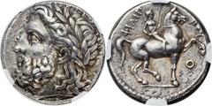 MACEDONIAN KINGDOM. Philip II (359-336 BC). AR tetradrachm (23mm, 14.19 gm, 7h). Posthumous issue of Pella, under Philip III Arrhidaeus, circa 323-318/7 BC. Head of Zeus left in fine style, wearing la
