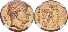 GRECO-BACTRIAN KINGDOM. Diodotus I as Satrap or Antiochus Nicator (ca. 255-230 BC). AV stater (18mm, 8.28 gm, 6h). (If Diodotus), in the name of Antiochus II. Mint B, ca. 240 BC. Diademed head of Diod