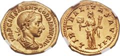 Gordian III Pius (AD 238-244). AV aureus (20mm, 4.99 gm, 6h). Rome, March-May AD 240. IMP CAES M ANT GORDIANVS AVG, laureate, draped and cuirassed bust of Gordian right / LIBERALITAS AVG · II, Liberal