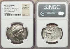 MACEDONIAN KINGDOM. Alexander III the Great (336-323 BC). AR tetradrachm (16.71 gm). Late posthumous issue of Lycia, Phaselis, dated CY 13 (206/5 BC). Head of Heracles right, wearing lion skin headdre