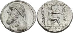 PARTHIAN KINGDOM. Mithradates II (121-91 BC). AR tetradrachm (30mm, 15.78 gm, 12h). Seleucia on Tigris, ca. 120-109 BC. Diademed, draped bust of Mithradates left / ΒΑΣΙΛΕΩΣ ΜEΓΑΛΟΥ ΑΡΣ-ΑΚΟΥ, archer in