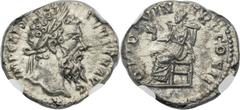 Pertinax (AD 193). AR denarius (18mm, 3.18 gm, 12h).  Rome, 1 January - 28 March AD 193. IMP CAES P HELV PERTIN AVG, laureate head of Pertinax right  / OPI DIVIN TR P COS II, Ops, draped and diademed,