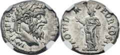 Pertinax (AD 193). AR denarius (18mm, 2.29 gm, 6h). Rome, January-March AD 193. IMP CAES P H[ELV PERTIN] AVG, laureate of Pertinax right / PROVID DEOR COS II, Providentia standing left, raising both h