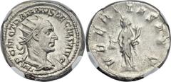Trajan Decius (AD 249-251). AR heavy antoninianus (22mm, 8.00 gm, 11h).  Rome, AD 250-251. IMP C M Q TRAIANVS DECIVS AVG, radiate, draped and cuirassed bust of Decius right / VBERITAS AVG, Uberitas st