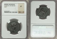 MOESIA INFERIOR. Nicopolis ad Istrum. Gordian III (AD 238-244). Æ 27mm. AD 240-241, under Sabinius Modestus, consular legate. Laureate and draped bust of Gordian right / Arched gate, tupped by four be