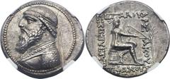 PARTHIAN KINGDOM. Mithradates II (121-91 BC). AR tetradrachm (30mm, 15.77 gm, 12h). Seleucia on Tigris, ca. 120-109 BC. Diademed, draped bust of Mithradates left / ΒΑΣΙΛΕΩΣ ΜEΓΑΛΟΥ ΑΡΣ-ΑΚΟΥ, archer in