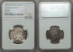 Edward IV Groat ND (1464-70) AU50 NGC, S-2000. An unusually clear portrait of the king with mostly clear legends. One of the better examples of this late medieval coin.