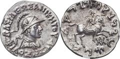 INDO-GREEK KINGDOMS. Philoxenus Aniketos (ca. 125-110 BC). AR Indic tetradrachm (28mm, 9.80 gm, 12h). MGC MS 5/5 - 4/5. BAΣIΛEΩΣ ANIKHTΟΥ ΦIΛOΞENOY, diademed, draped and cuirassed bust of Philoxenus r