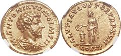 Marcus Aurelius (AD 161-180). AV aureus (20mm, 7.06 gm, 6h). NGC Choice MS 5/5 - 5/5. Rome, AD 163. · M · ANTONINVS AVG IMP II, bareheaded, draped, and cuirassed bust of Aurelius right / SALVTI AVGVST