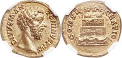 Divus Marcus Aurelius (died AD 180). AV aureus (19mm, 6.72 gm, 6h). NGC Choice AU 5/5 - 2/5, edge filed. Rome, under Commodus, after March 17, AD 180. DIVVS M AN-TONINVS PIVS, bare head of Marcus righ