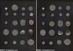 Lot of twenty miscellaneous ancient coins, mostly AE. Pisidia, Antioch. Caracalla // Augustus. Quinarius // Plautilla. Denarius // Constantine I. Follis (2) // Constantius II. Centenionalis // Vales. 