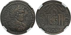 LYDIA. Hypaepa. Caracalla (AD 198-217). Æ 30mm. NGC VF, countermark. Laureate, draped and cuirassed bust of Caracalla right , oval countermark of Artemis-Anaïtis left / Statue of Artemis-Anaïtis stand