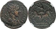 LYDIA. Tralles. Gordian III (AD 238-244). Æ 35mm (21.60 gm). NGC Choice VF 5/5 - 2/5. Radiate, draped and cuirassed bust of Gordian right / Helios, radiate, holding globe and raising right hand, drivi