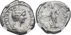 Manlia Scantilla, wife of Didius Julianus (Augusta, AD 193). AR denarius (19mm, 2.79 gm, 6h). NGC VF 4/5 - 3/5. Rome, under Didius Julianus, March-June AD 193. MANL SCAN-TILLA AVG, draped bust of Scan