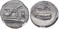 Ancients LYCIA. Phaselis. Ca. 4th century BC. AR stater (22mm, 10.44 gm, 5h). NGC MS 5/5 - 4/5. Prow of galley right, gunwale decorated with gorgoneion, cicada to right / Nike flying left over ΦAΣ abo