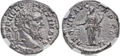 Ancients Pertinax (AD 193). AR denarius (19mm, 3.26 gm, 7h). NGC Choice MS 5/5 - 5/5, Fine Style. Rome, January-March AD 193. IMP CAES P HELV - PERTIN AVG, laureate head of Pertinax right / AEQVIT AVG