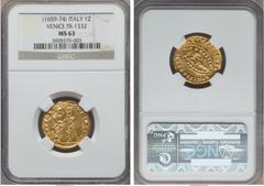 Italy Venice. Domenico Contarini gold Zecchino ND (1659-74) MS63 NGC, Fr-1332. An example of the Venetian Zecchino that is a golden splendor. All details the depicted with exceptional clarity. Splendi