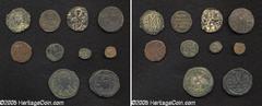 Lot of ten Byzantine AE. Includes: Anastasius I. Follis // Justinian I. Follis // Half follis // Decanummium // Pantanummium (2) // Heraclius. Follis // Michael II and Theophilus. Follis // Leo VI. Fo