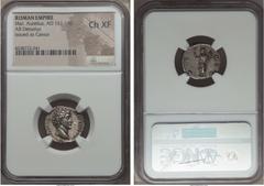 Ancients Marcus Aurelius, as Caesar (AD 139-161). AR denarius. NGC Choice XF.  Rome, AD 140-144. AVRELIVS CAESAR AVG PII F COS, bare head of young Marcus Aurelius tright / HO-NOS, Honos standing left,