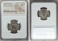 Ancients Caracalla (AD 198-217). AR antoninianus or double-denarius. NGC AU. Rome, AD AD 215. ANTONINVS PIVS AVG GERM, radiate, draped and cuirassed bust of Caracalla right / P M TR P XVIIII COS IIII 