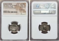 Ancients Julia Maesa (Augusta, AD 218-224/5). AR brockage denarius (2.90 gm). NGC Choice XF★ 3/5 - 4/5, brockage. Rome, under Severus Alexander, AD 223/4. IVLIA MAESA AVG, draped bust of Maesa right /
