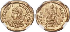 Ancients Valentinian III, Western Roman Emperor (AD 425-455). AV solidus (21mm, 4.53 gm, 12h). Rome, October AD 435. D N PLA VALENTI-NIANVS P F AVG, rosette and pearl diademed half-length bust of Vale