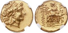 Ancients PONTIC KINGDOM. Time of Mithradates VI (120-63 BC). AV stater (19mm, 8.23 gm, 12h). NGC MS 5/5 - 3/5. In the name and type of Lysimachus of Thrace, Tomis, ca. 120-100 BC. Head of the deified 