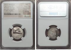 Ancients LYCIA. Phaselis. Ca. 4th century BC. AR stater (10.22 gm). NGC MS 4/5 - 4/5, die shift. Prow of galley right with fighting platform, gunwale decorated with eye / ΦAΣH above galley stern to le