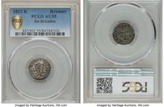 Switzerland St. Gallen. Canton Kreuzer 1813-K AU55 PCGS, KM102. Scarcer date in the series, and very choice for a two hundred year old billon coin. HID05401242017