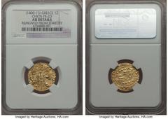 Crusader States Chíos. Anonymous gold Imitative Zecchino ND (1400-1413) AU Details (Removed from Jewelry) NGC, Fr-2d. An interesting and rather scarce imitation issue of the Venetian ducats of the sam