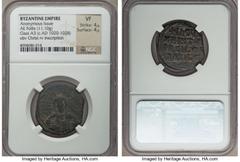 Ancients Byzantine Anonymous. Class A3 (ca. AD 1020-1028). AE follis (11.10 gm). NGC VF 4/5 - 4/5. +EMMA-NOVVHΛ, bust of Christ facing, wearing nimbus cruciger with two pellets in each limb and empty 