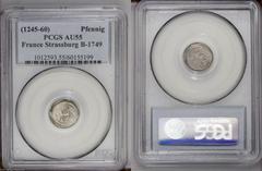 Medieval Silver Trio - PCGS Certified, Strassbourg Pfennig B-1749 Heinrich III (1245-60), AU55, Denier of Ferri III (1251-1303), wrong date on holder, XF45, and Denier of Thibaut (1303-12), wrong date