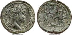 Ancients Commodus (AD 177-192). Orichalcum sestertius (34mm, 27.76 gm, 12h). NGC Choice AU 5/5 - 4/5. Rome, AD 192. L· AEL · AVREL · CO-MM · AVG · P · FEL, laureate head of Commodus right, heavily bea