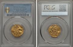 Italy Anonymous gold Countermarked Venetian Zecchino ND (1676-1684) AU Details (Scratch) PCGS, ICV-3223. 3.43g. A Zecchino of Alvise Contarini (Fr-1338) with 'Sah' countermark. Scarce. Ex. Dr Hans Wil