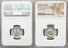 Ancients Roman Imperial Gordian III (AD 238-244). AR antoninianus (4.49 gm). NGC MS 5/5 - 4/5. Rome, AD 241-243. IMP GORDIANVS PIVS FEL AVG, radiate, draped and cuirassed bust of Gordian III right, se