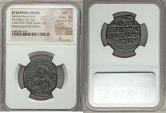 Ancients Byzantine Anonymous. Class A2. Time of Basil II and Constantine VIII (ca. AD 1020-1028). AE follis (12.11 gm). NGC MS 4/5 - 3/5, lt. smoothing. Constantinople. ЄMMA-NOVVHΛ, bust of Christ fac