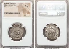 Ancients Ancient Lots ANCIENT LOTS. Roman Provincial. Philip II. (AD 247-249). Lot of two (2) BI tetradrachms. NGC AU-Choice AU. Lot includes: Philip II (AD 247-249). Antioch. BI tetradrachm. NGC AU. 