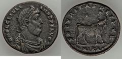 Ancients Roman Imperial Julian II (AD 360-363). BI double maiorina (8.81 gm). About VF. Nicomedia, 1st officina. D N FL CL IVLI-ANVS P F AVG, pearl-diademed, draped and cuirassed bust of Julian II rig