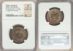 Ancients Ancient Lots ANCIENT LOTS. Roman Provincial. Philip I (AD 244-249). Lot of two (2) BI tetradrachms. NGC Choice XF-AU. Includes: Syria, Antioch, BI tetradrachm (11.94 gm), eagle reverse, NGC A